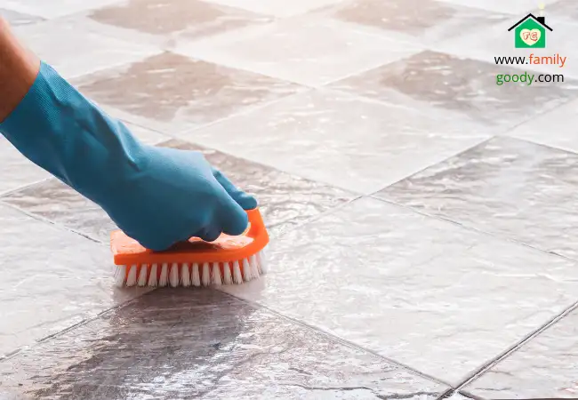 Brushing to clean texture ceramic tile floor
