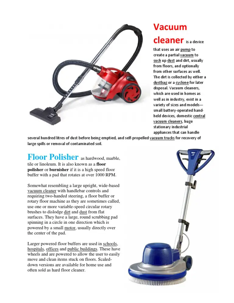 What is the Difference between Vacuum Cleaner And Floor Buffer